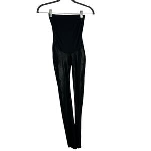 Spanx Black Mama Maternity Faux Leather High Waist Full Belly Panel Leggings